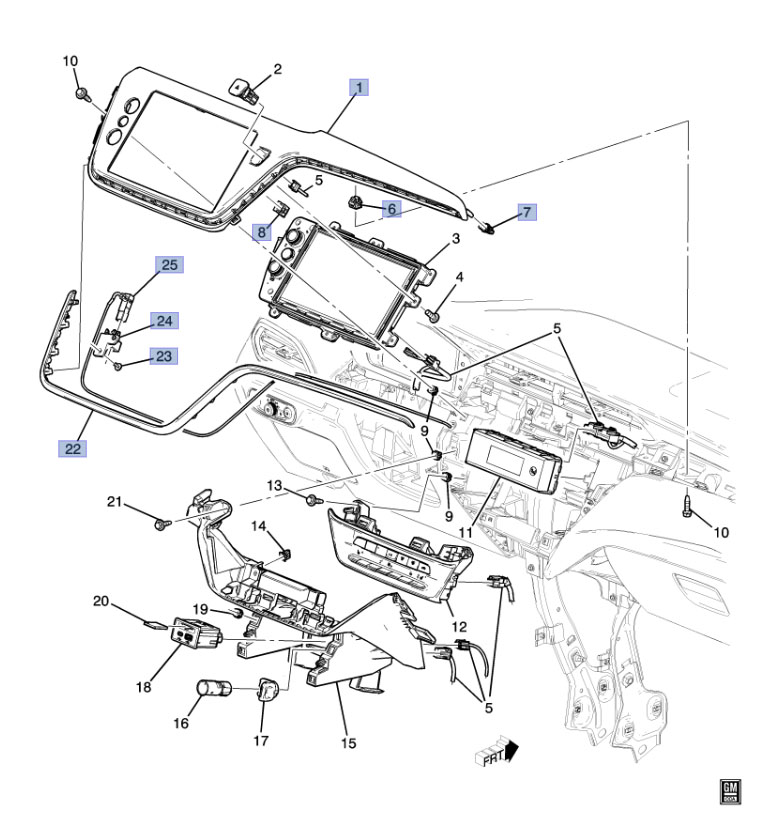 GM CHEVROLET순정부품 [BOLT EV/BOLT EUV 인스트루먼트 센터 패널 플레이트 (피아노 블랙)]